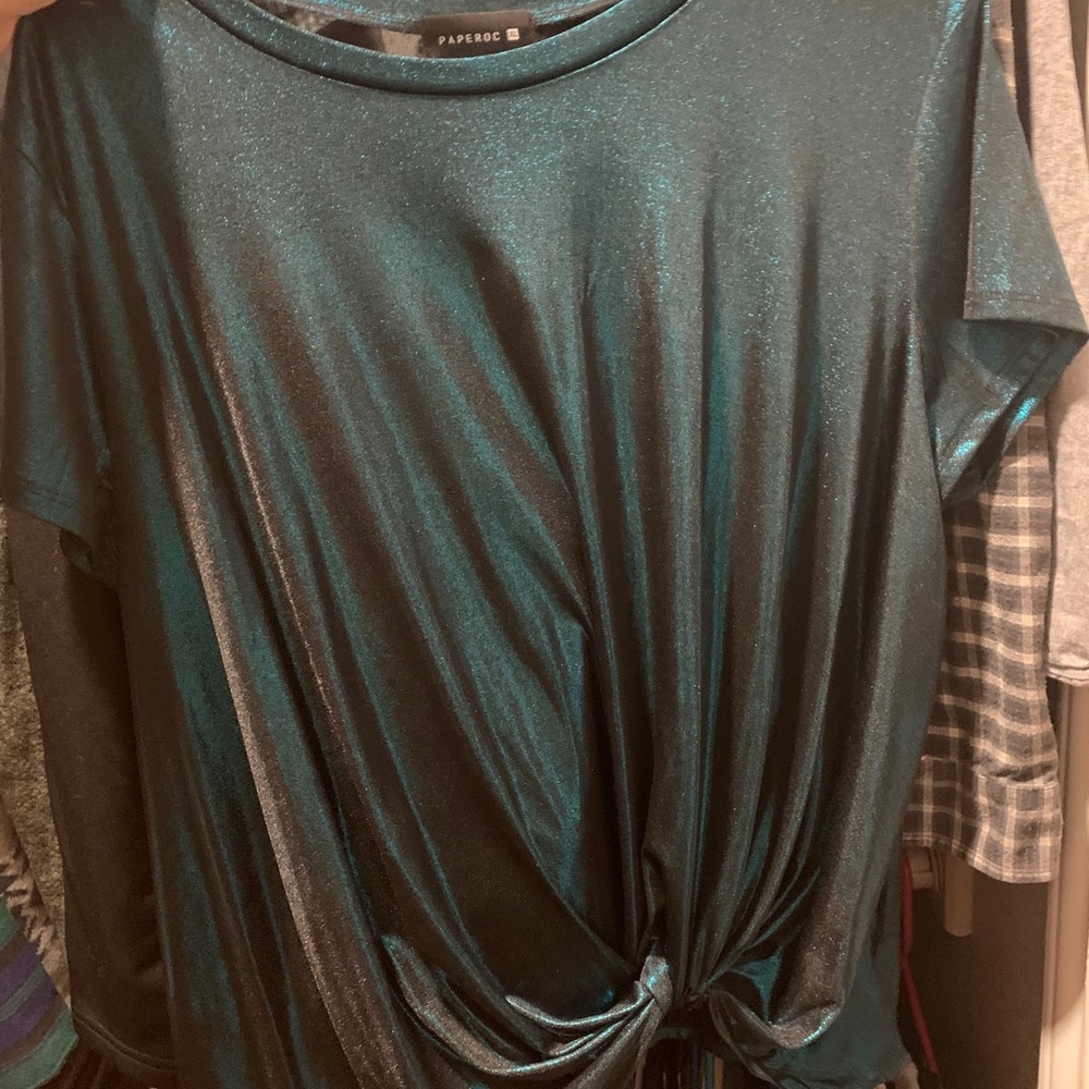 Metallic blue blouse
